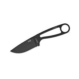 ESEE Knives Neck Knife Fixed 2.875" 1095 Carbon Blade 1095 Carbon Blade, Black Powder Coat, Black Sheath, Complete Survival Kit