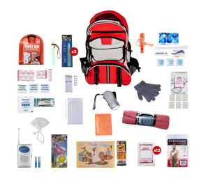 Survival Kit for Children Red Multi-Pocket Hikers Backpack