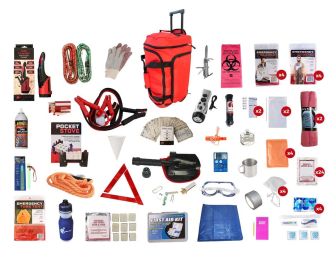 Family Road Kit Large Red Wheel Duffel Bag