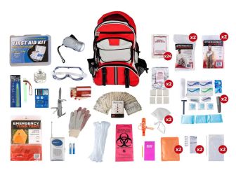 Two Person Elite Survival Kit Multi-Pocket Hikers Backpack