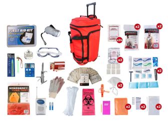 2 Person Elite Survival Kit Large Red Wheel Bag (72 Hrs)