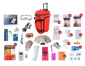 1 Person Elite Survival Kit Large Red Wheel Bag (72 Hrs)