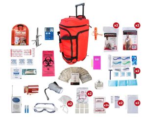 Two Person Deluxe Large Wheel Red Bag (72 Hrs)