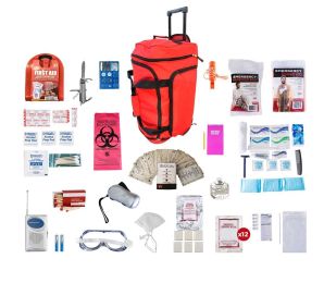 One Person Deluxe Large Red Wheel Survival Duffel Bag